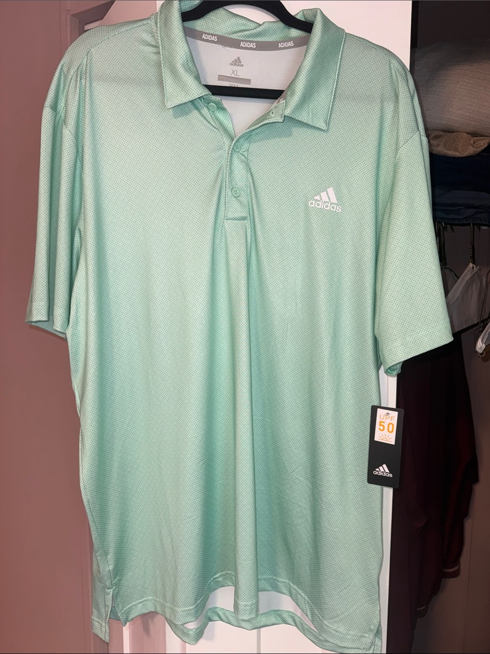 NWT! adidas Light Mint Green Men's Golf Polo Make an offer!